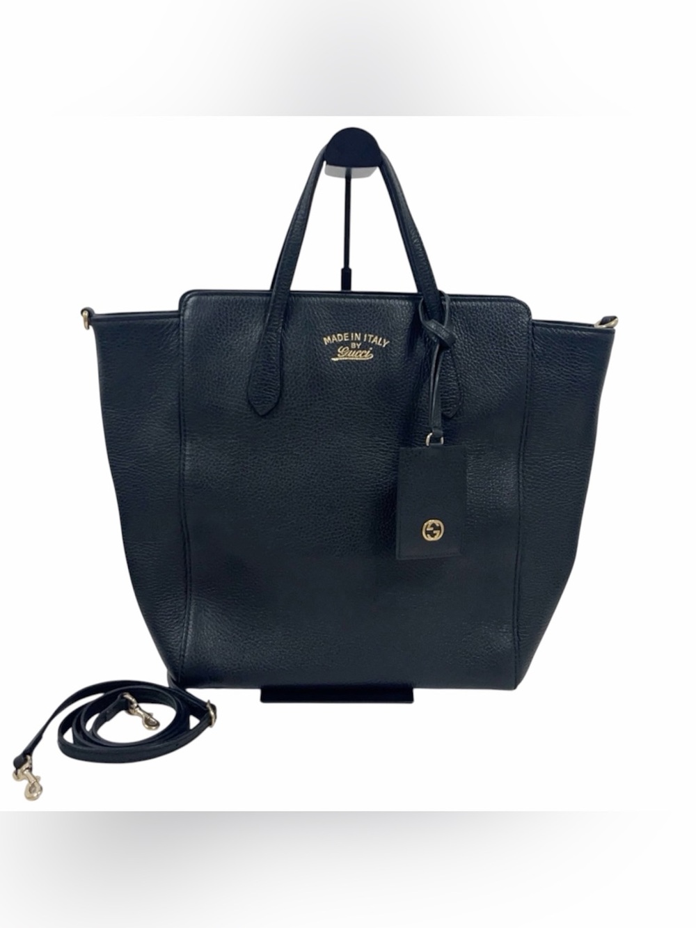 Gucci Swing Leather Tote with Detachable Strap 22179564 -black - Picture 2 of 12
